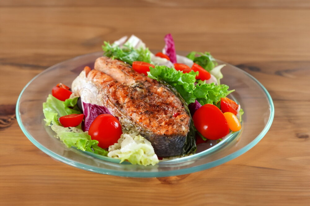 Salmon Steak on a Grill Pan