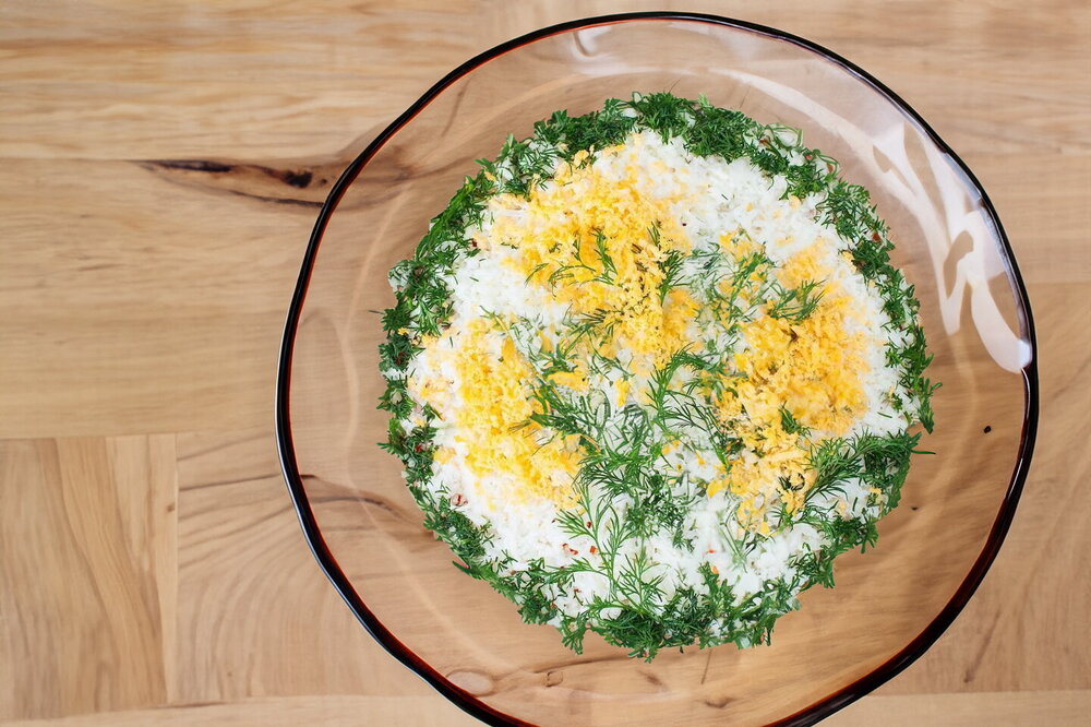Classic Festive Mimosa Salad with Saury