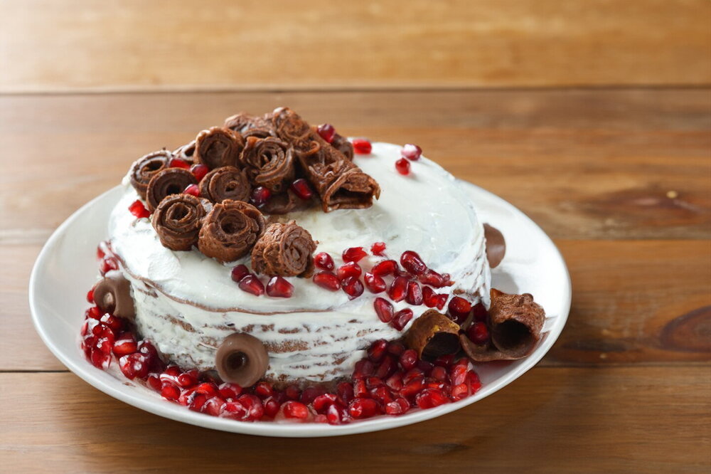 Chocolate Crepe Cake with Curd Cheese Cream