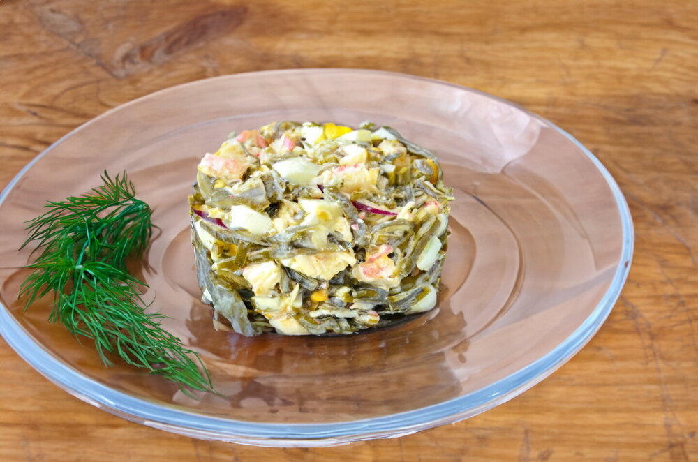 Seaweed Salad with Crab Sticks and Egg