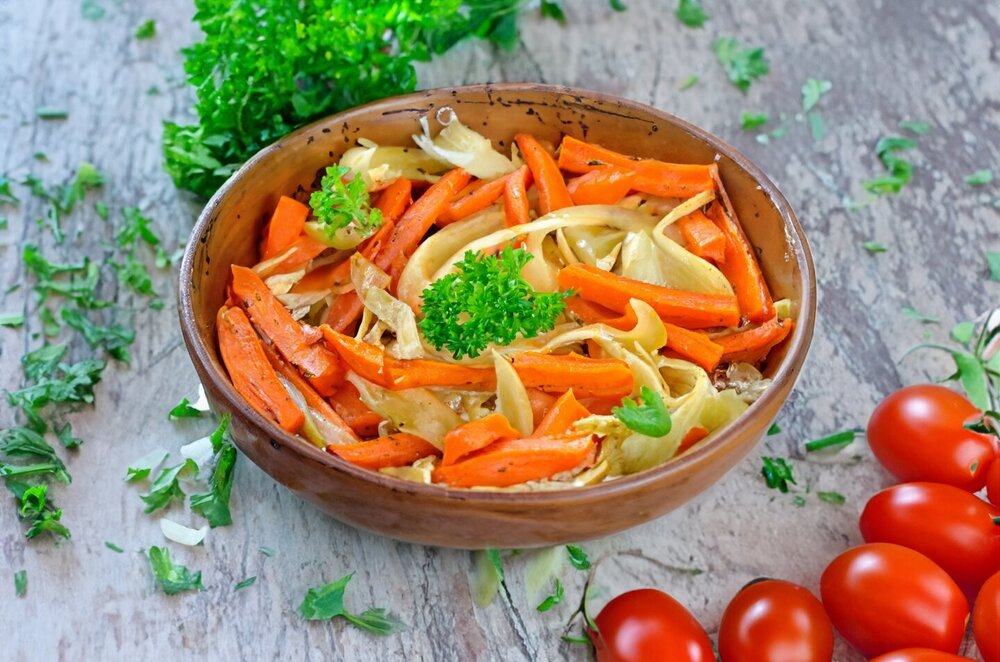 Baked Onion and Carrots