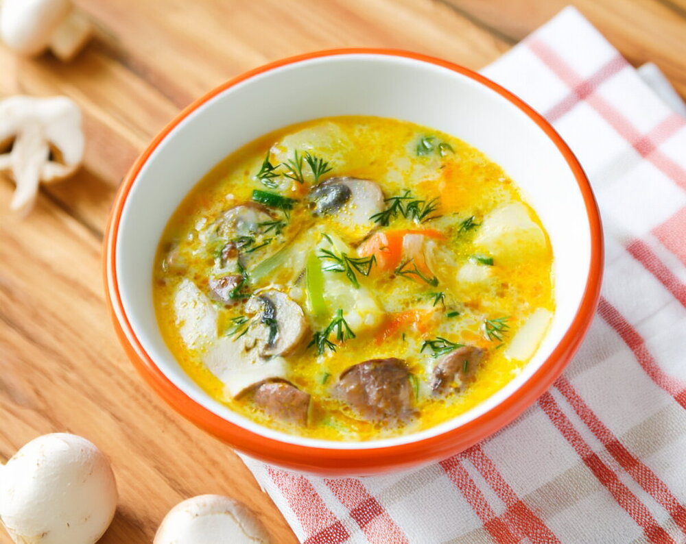 Cheese Soup with Champignons