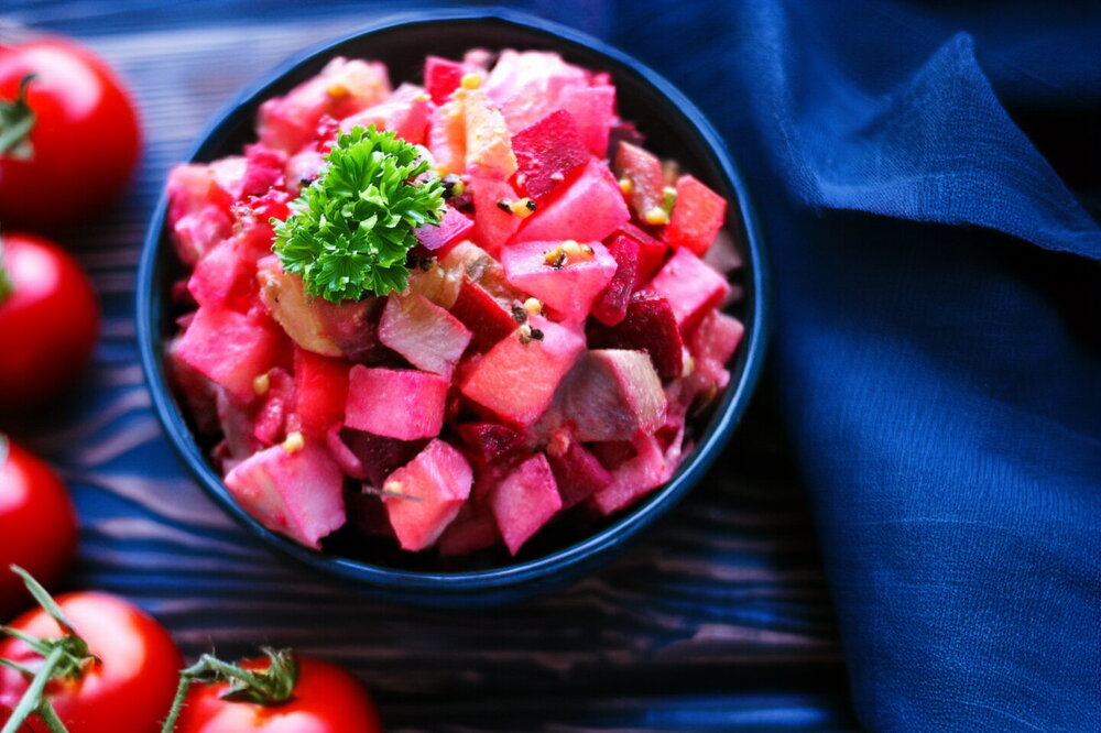 Rosolje Salad with Herring, Apples, and Beetroot