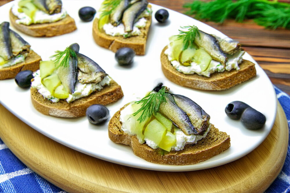 Sprat Sandwiches on Rye Bread