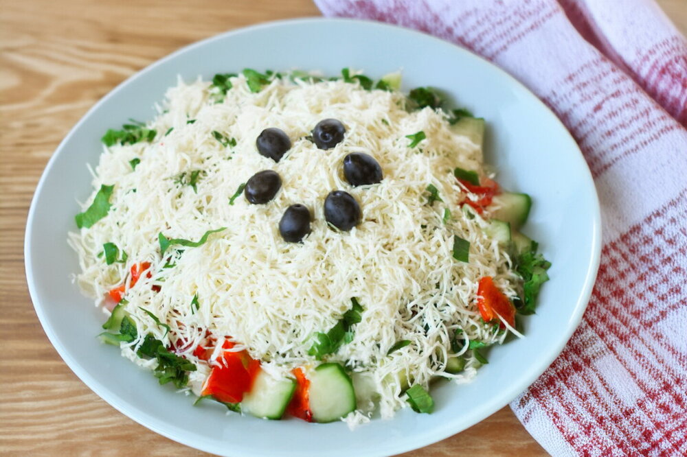 Classic Bulgarian Salad with Tomatoes, Cucumbers and Cheese