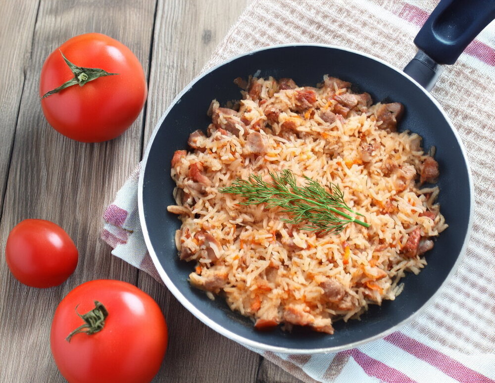 Skillet Rice with Canned Stewed Meat