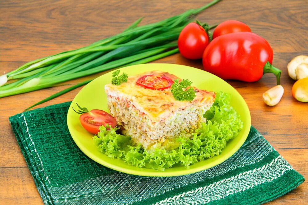 Baked Zucchini with Ground Meat and Potatoes