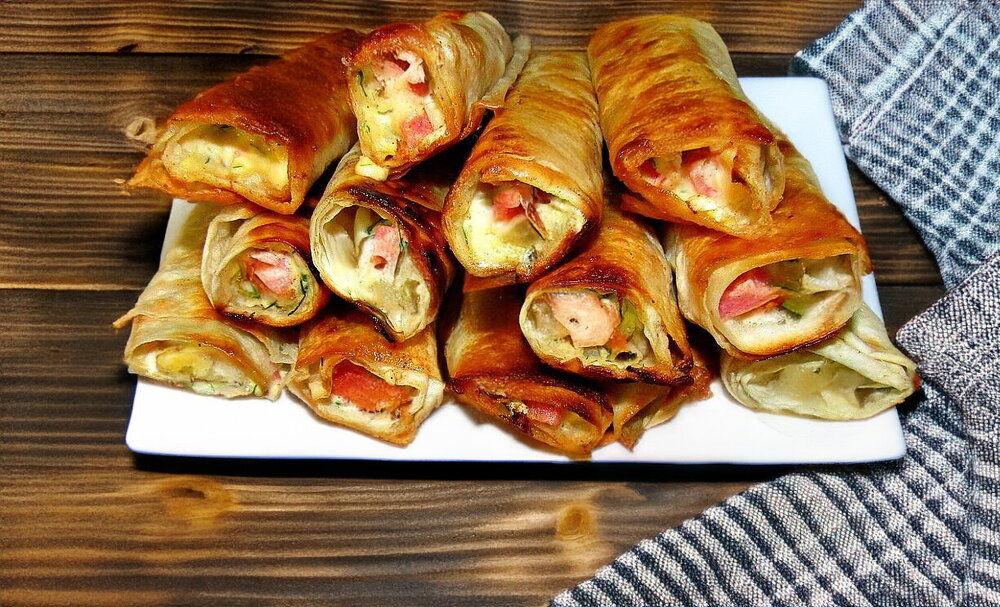 Pan-Fried Flatbread Rolls with Sausage and Cheese