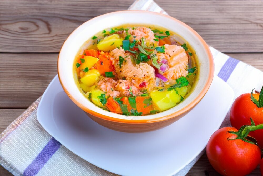 Homemade red fish soup