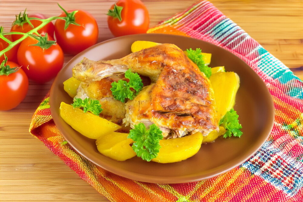 Whole Chicken with Potatoes in a Roasting Bag
