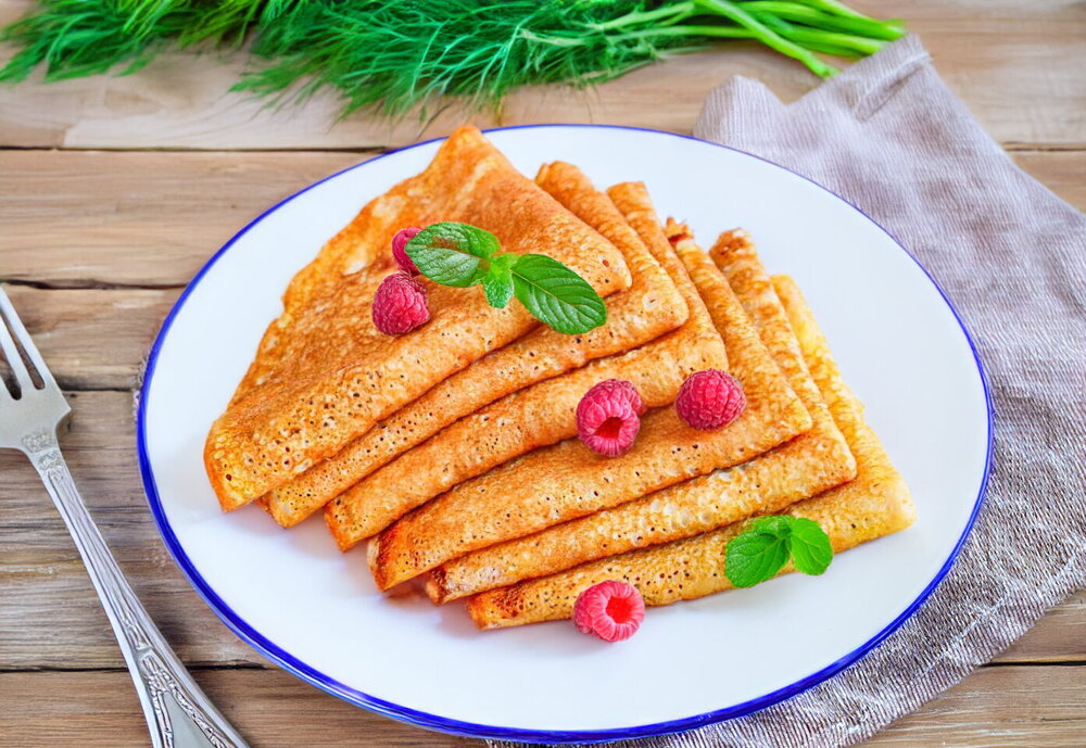 Thin Pancakes with Fermented Baked Milk