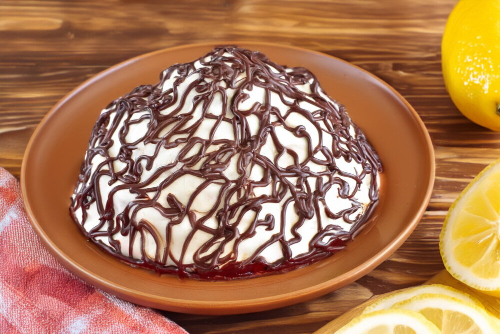 Chocolate Sponge Mountain Cake with Sour Cream Frosting