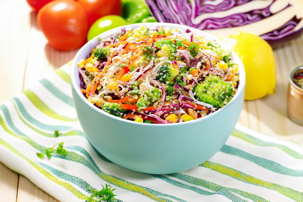 Glass Noodle Salad with Vegetables and Soy Sauce