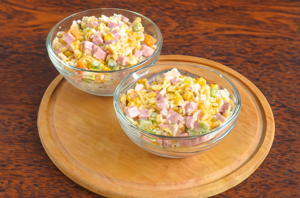 Instant Noodle Salad with Sausage