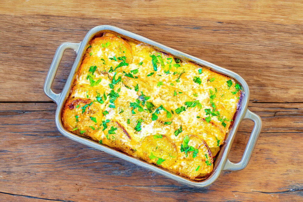 Baked Pork and Potatoes with Mayonnaise