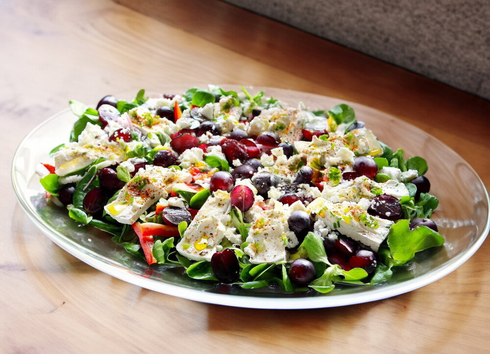Grape, Cottage Cheese and Soft Cheese Salad
