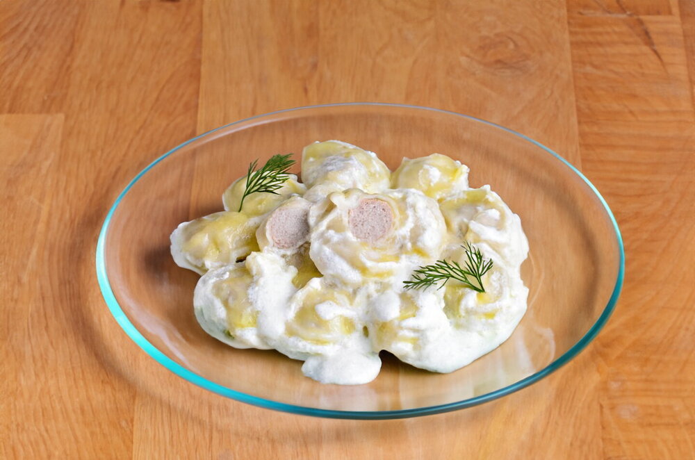 Pan-Fried Dumplings with Sour Cream and Cheese