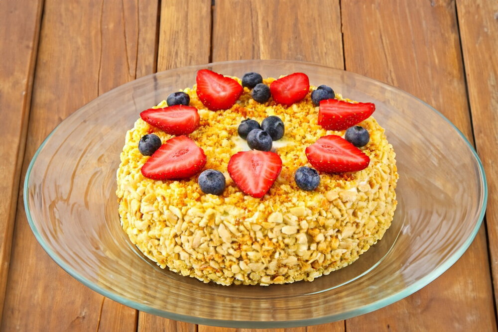 Masha Cake with Condensed Milk and Sour Cream