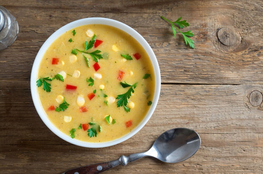 Sweetcorn soup with coconut milk