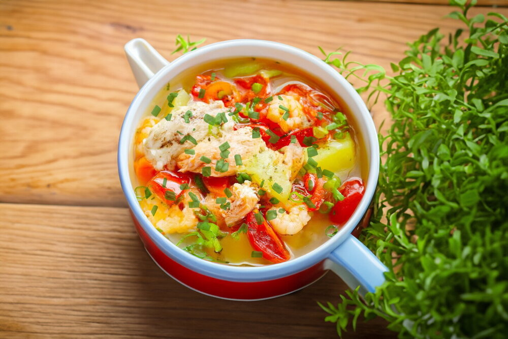 Fish and Shrimp Soup with Vegetables