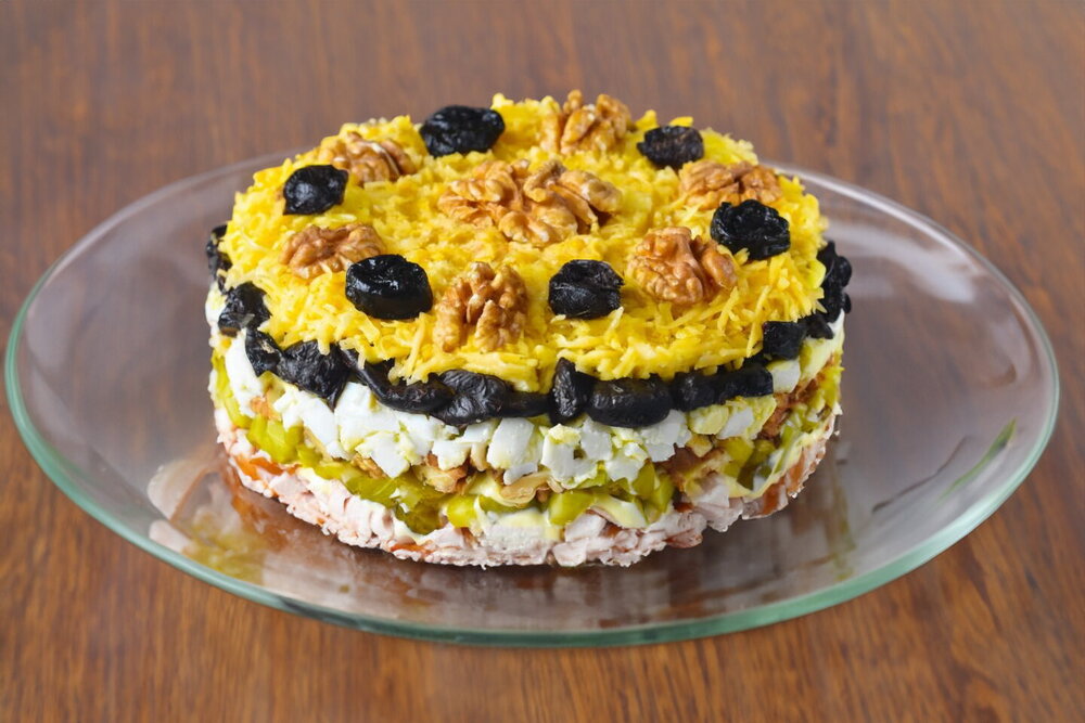 Layered Chicken and Prune Salad