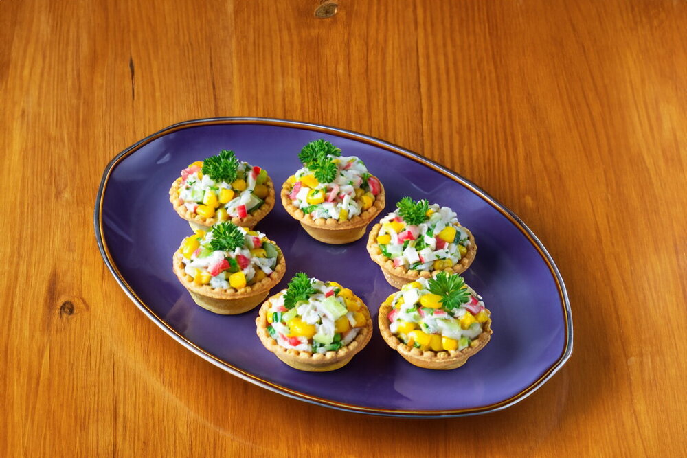 Tartlets with Crab Stick Salad