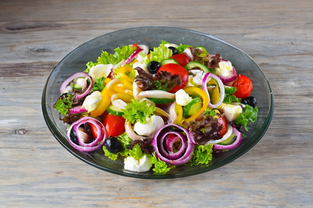 Squid Salad with Cucumber, Bell Pepper and Cream Cheese