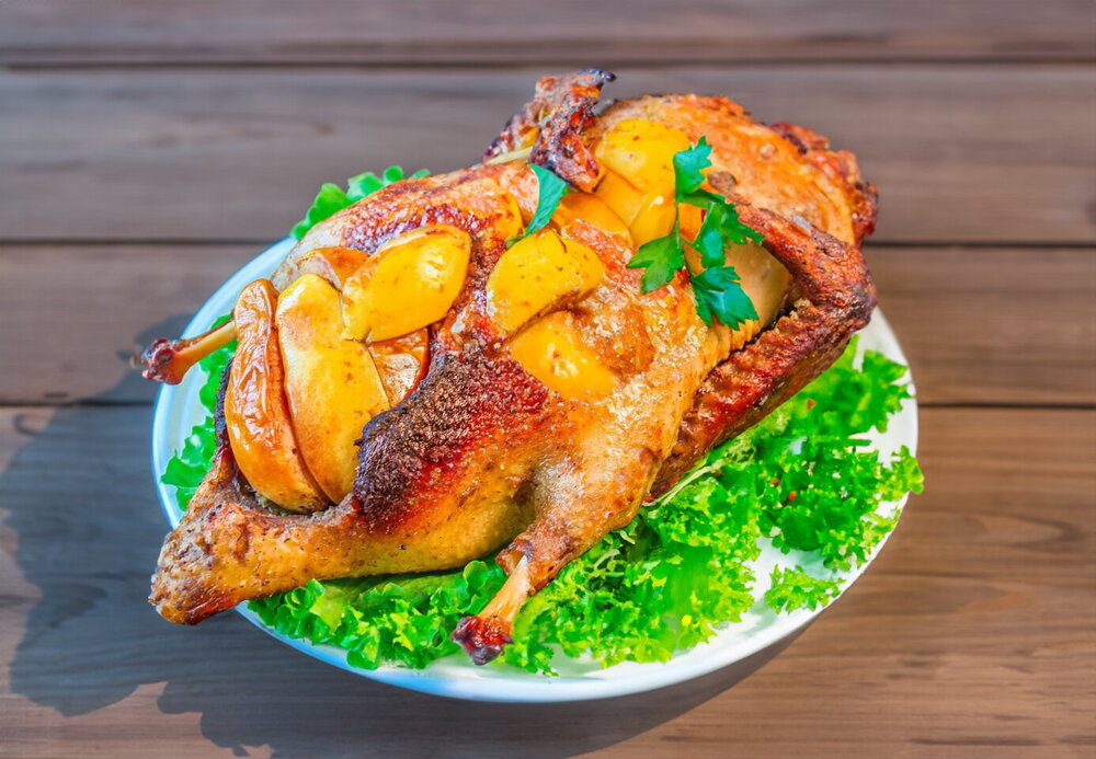 Roast Duck with Quince in the Oven