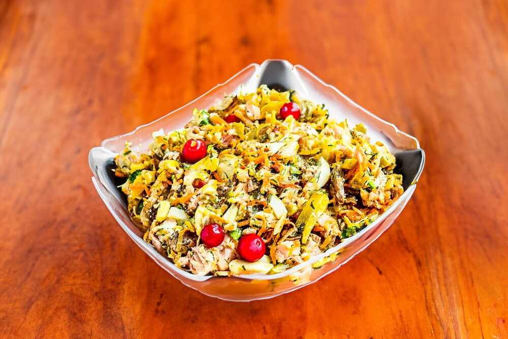 Salad with Chicken, Mushrooms, and Carrots