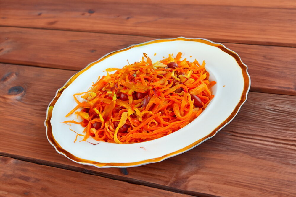Salad with Korean Carrots, Ham, and Beans