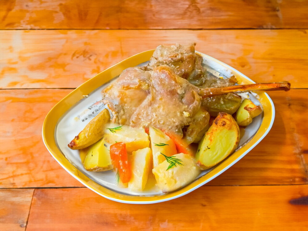 Roasted Rabbit with Potatoes in the Oven