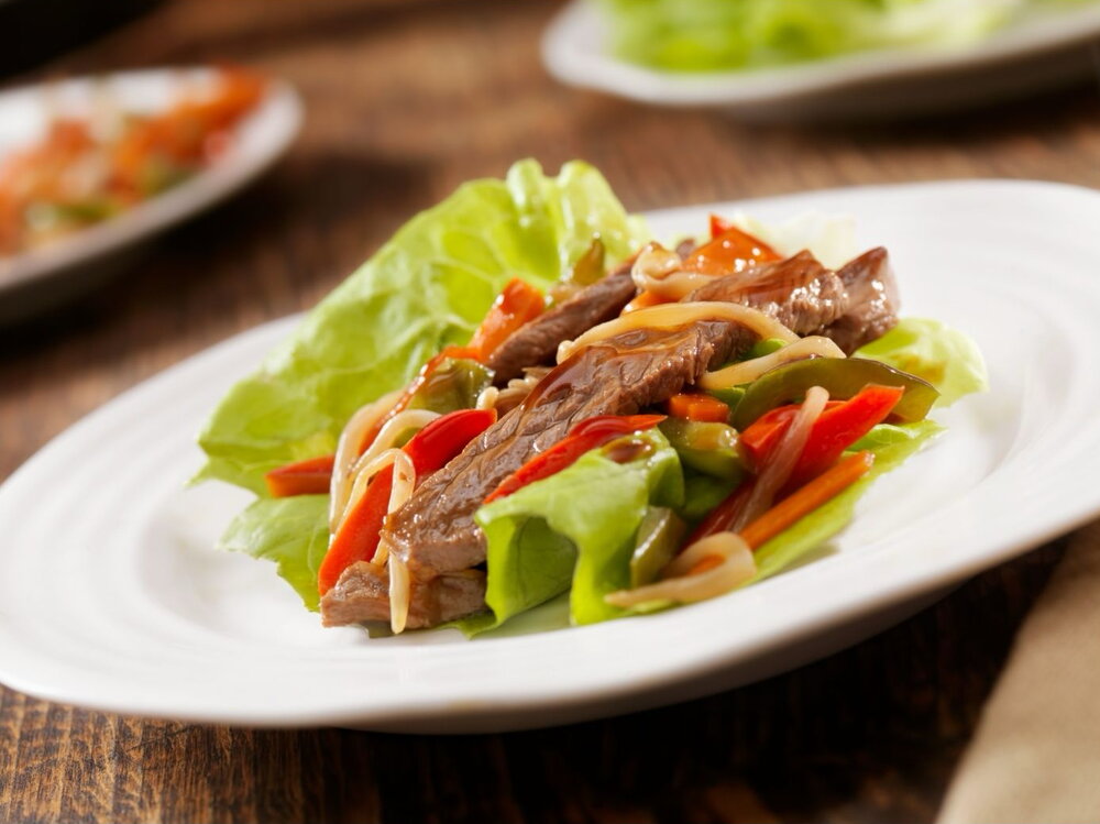 Vietnamese beef and lettuce wraps