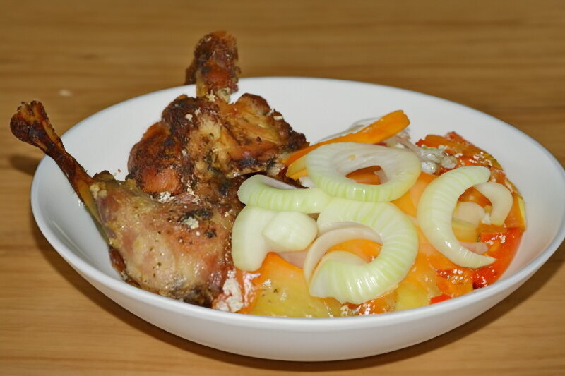 Roasted Rabbit with Vegetables in the Oven