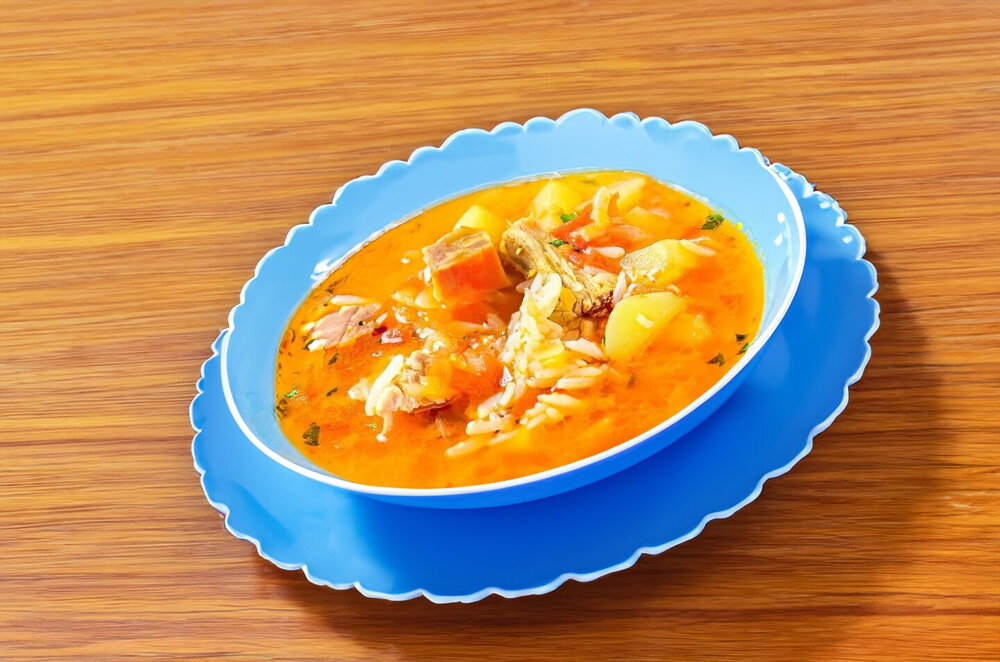 Classic Pork Kharcho Soup with Rice and Potatoes