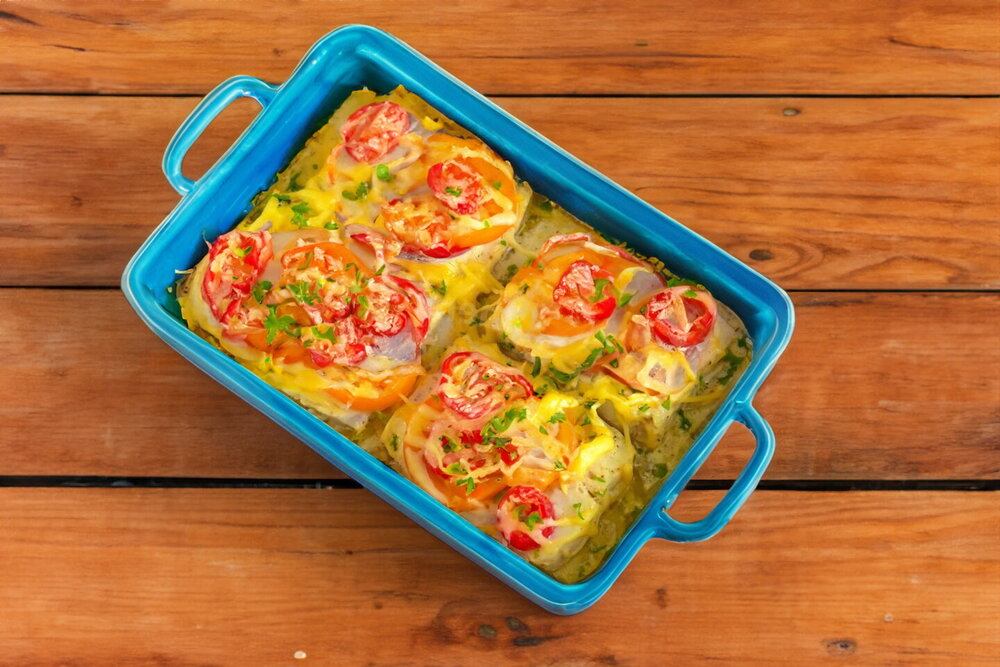 Fish with Tomatoes and Cheese