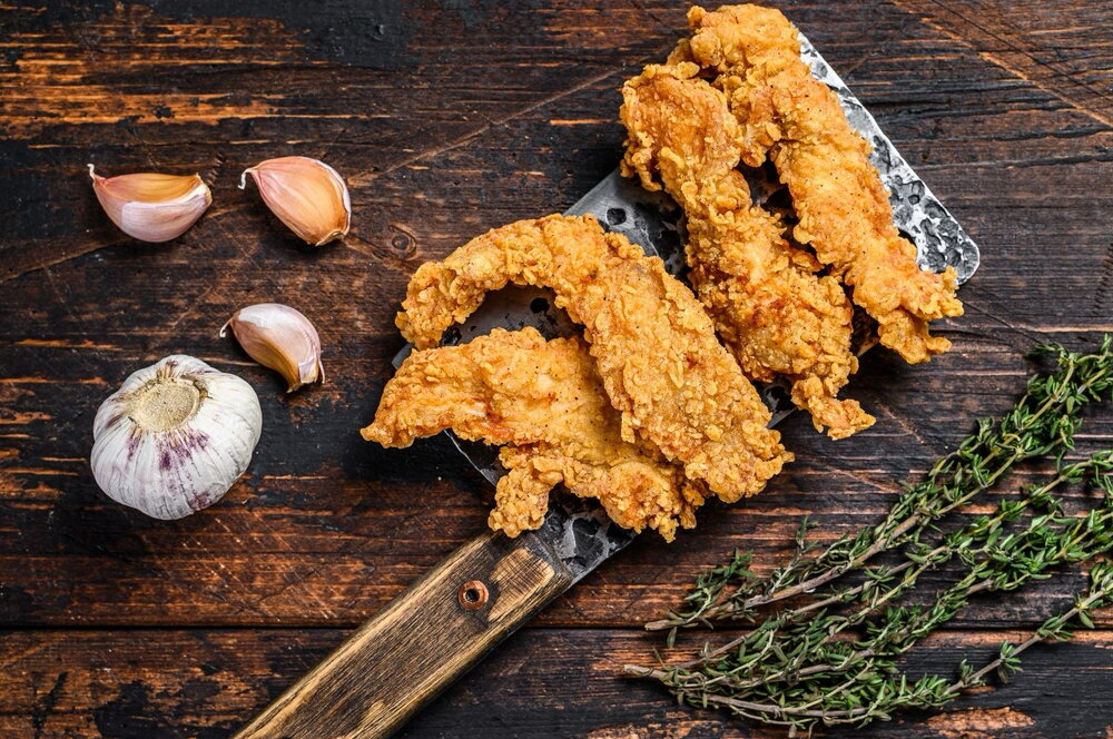 Chicken strips in an air fryer