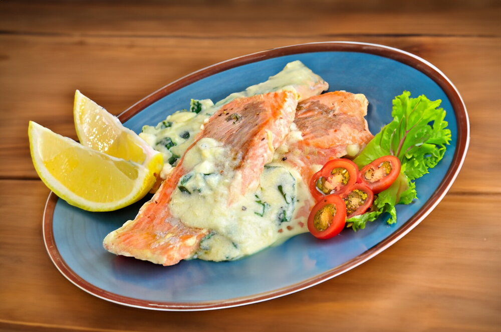 Fish in Cream Sauce in a Pan