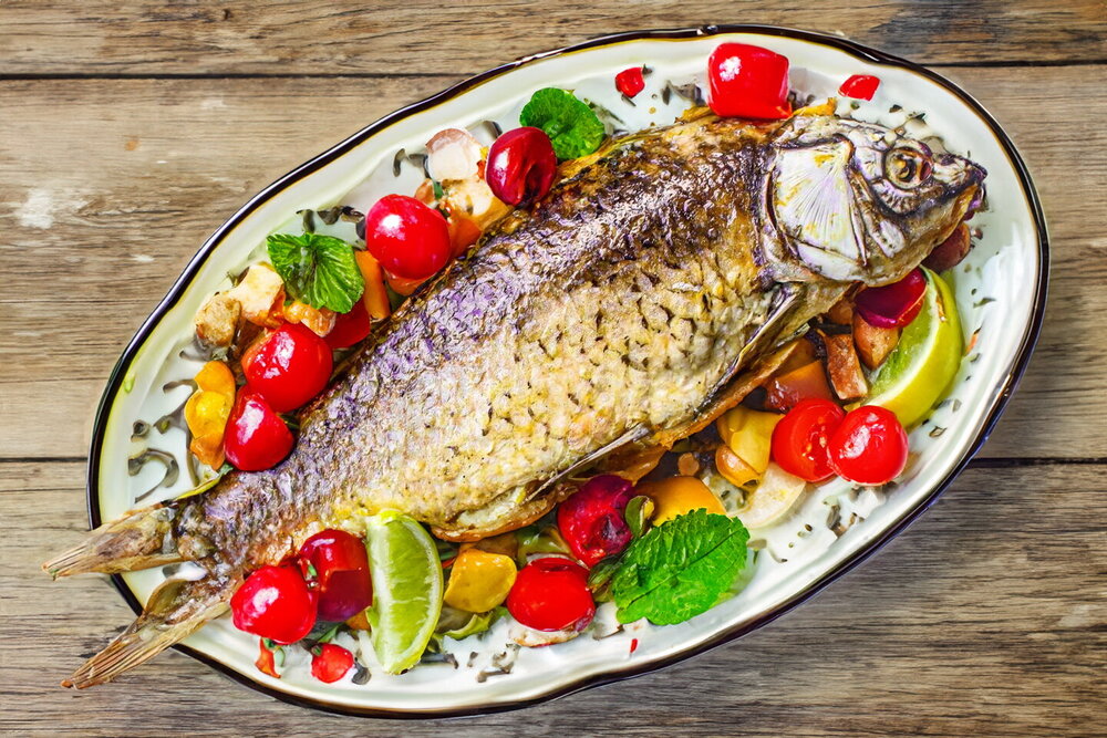 Whole Carp Baked in Foil in the Oven