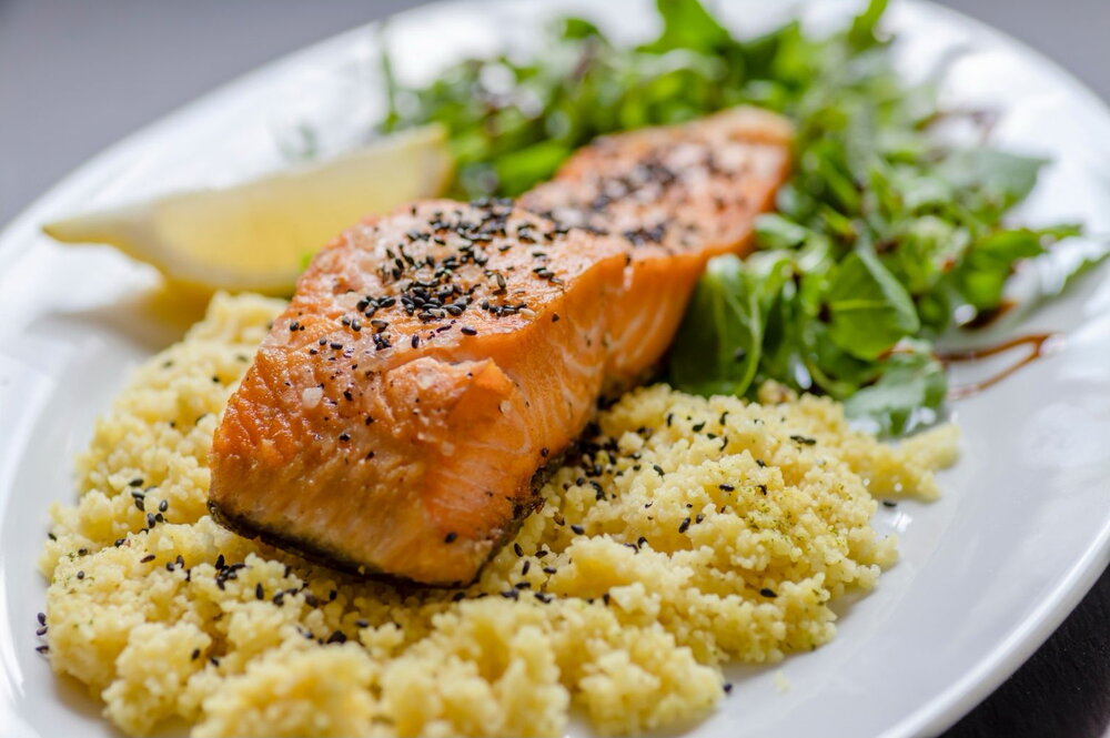 Oven baked salmon and couscous