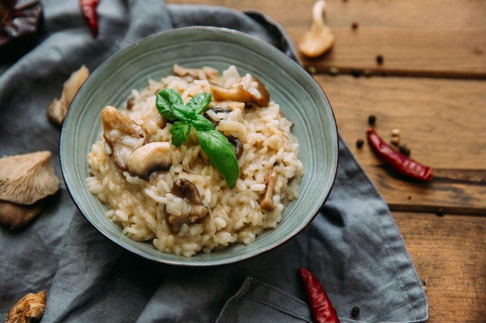 Baked mushroom risotto